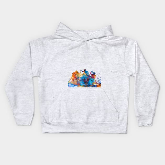 whitewater rafting-watercolor Kids Hoodie by PaulrommerArt